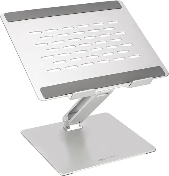 Support Amazon Basics en aluminium, plateforme à ouvertures de ventilation et base carrée